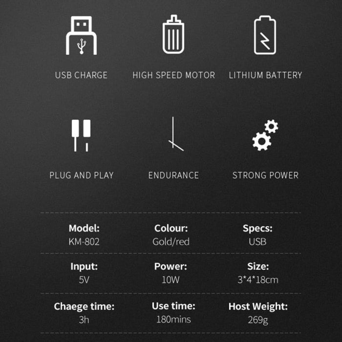 10w Powerful Professional Hair Clippers Men All Metal