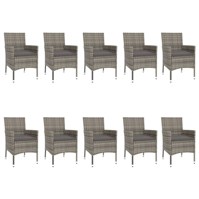 11 Piece Garden Dining Set With Cushions Grey Poly Rattan