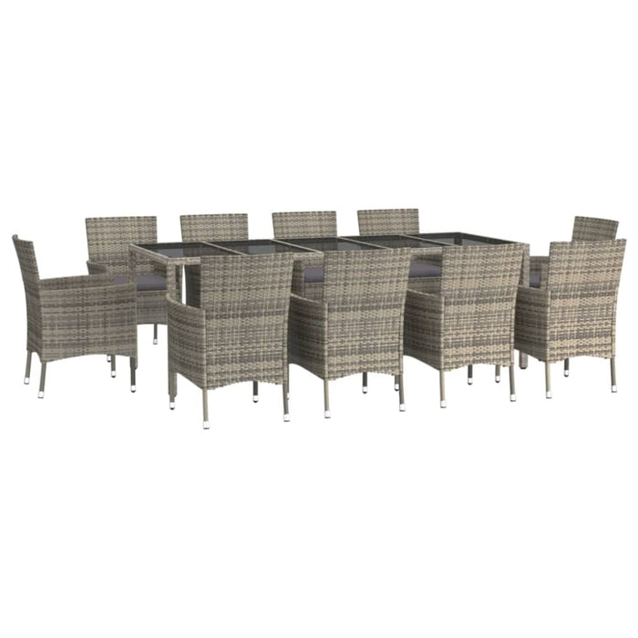 11 Piece Garden Dining Set With Cushions Grey Poly Rattan