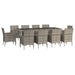 11 Piece Garden Dining Set With Cushions Grey Poly Rattan