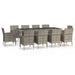 11 Piece Garden Dining Set With Cushions Grey Poly Rattan