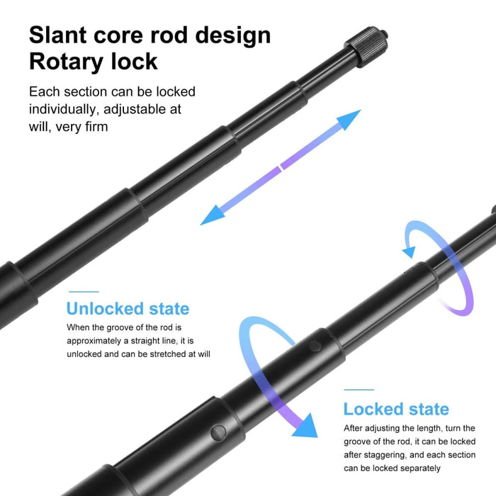 110cm Metal Selfie Stick Monopod with Invisible Adapter