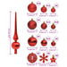 111 Piece Christmas Bauble Set Red Polystyrene Tploob