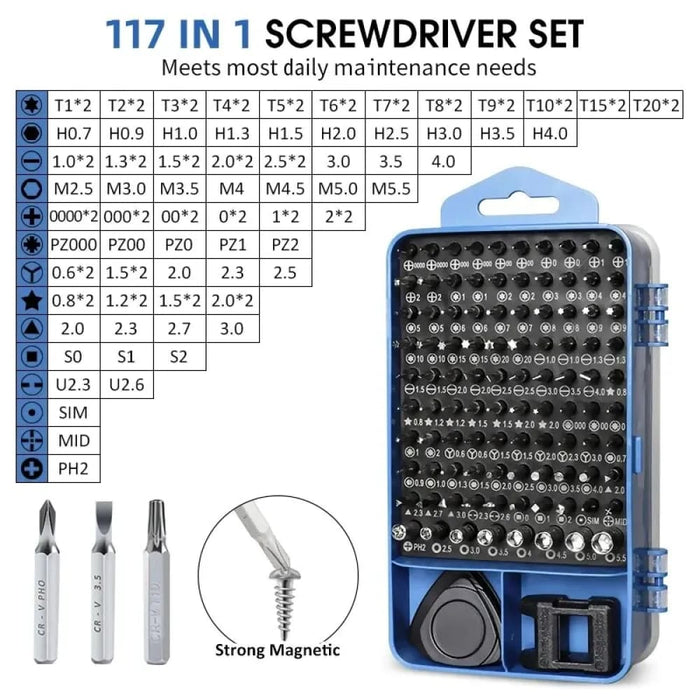 117 in 1 Magnetic Screwdriver Set for Repairing 98 Bits