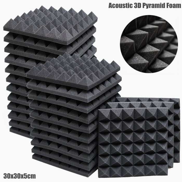 12 24pcs 30x30x5cm Acoustic Soundproof Foam Panel with Tapes