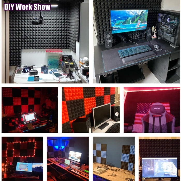 12 24pcs 30x30x5cm Acoustic Soundproof Foam Panel with Tapes