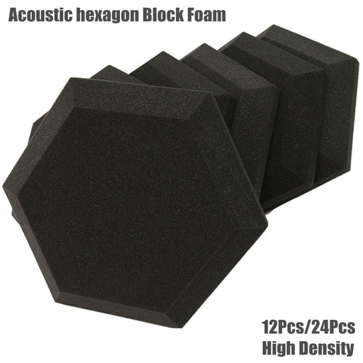 12 24pcs Hexagon Acoustic Soundproof Foam Panel With Tapes