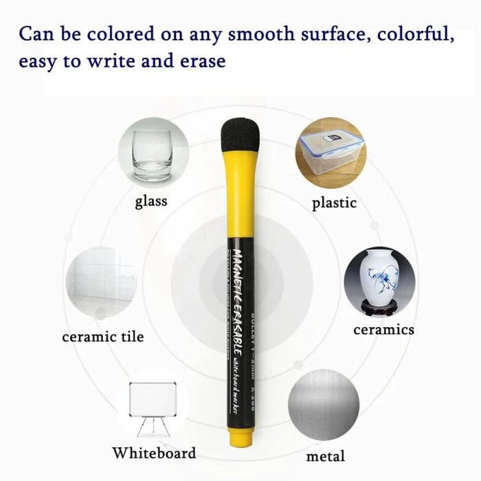 12 Colour Whiteboard Markers with Eraser Student Stationery