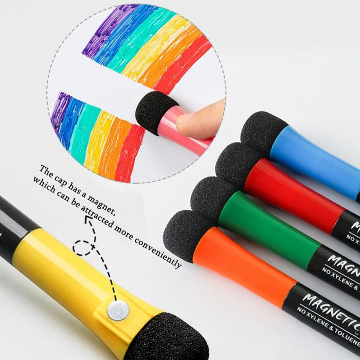 12 Colour Whiteboard Markers with Eraser Student Stationery