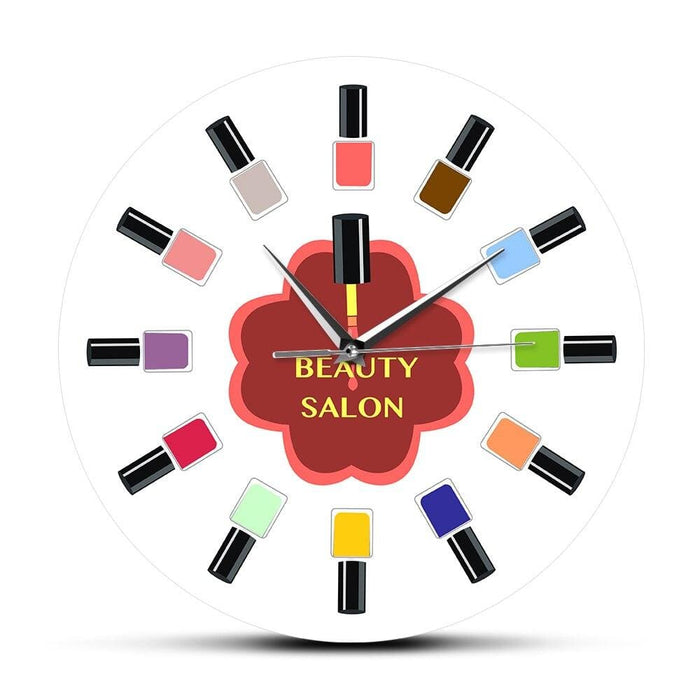 12 Colourful Nail Polish Beauty Salon Wall Clock