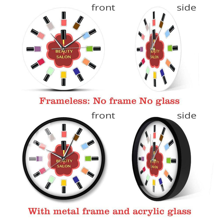 12 Colourful Nail Polish Beauty Salon Wall Clock