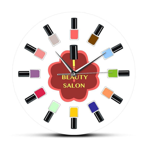 12 Colourful Nail Polish Beauty Salon Wall Clock