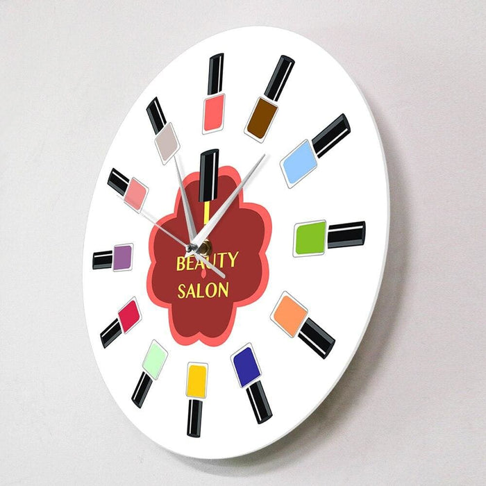 12 Colourful Nail Polish Beauty Salon Wall Clock