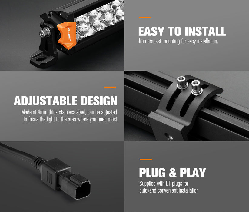 12Inch Osram Led Light Bar Slim Rows Combo Beam Driving Lamp Offroad 4X4