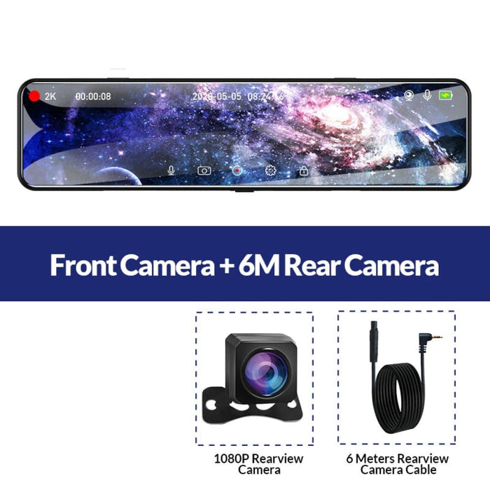 12 Inch Touch Car Mirror With Dual Lens Auto Recorder