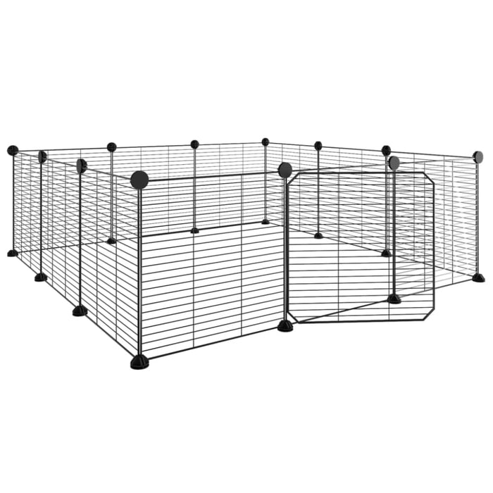 12-panel Pet Cage With Door Black 35x35 Cm Steel Oiolxl