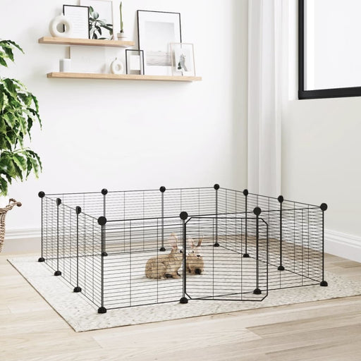 12-panel Pet Cage With Door Black 35x35 Cm Steel Oiolxl