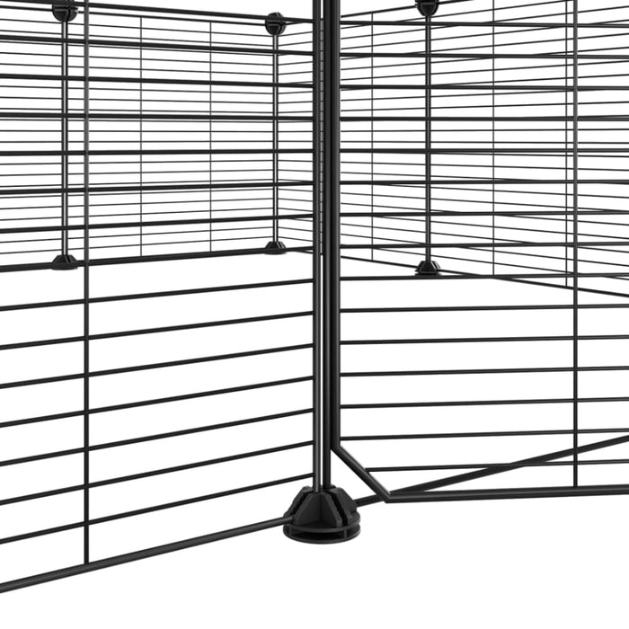 12-panel Pet Cage With Door Black 35x35 Cm Steel Oiolxl