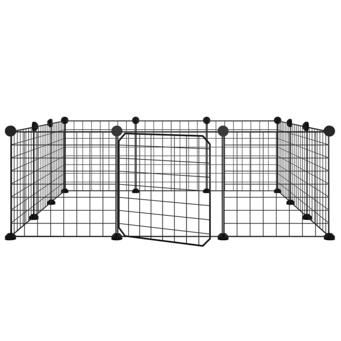 12-panel Pet Cage with Door Black 35x35 Cm Steel Oiolxt