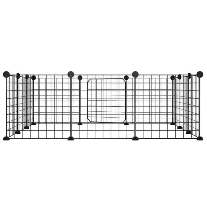 12-panel Pet Cage with Door Black 35x35 Cm Steel Oiolxt