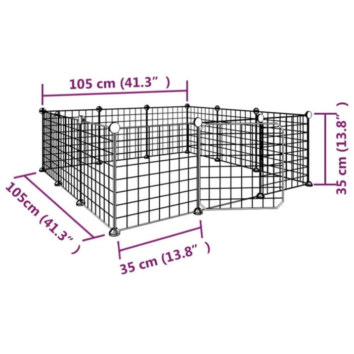 12-panel Pet Cage with Door Black 35x35 Cm Steel Oiolxt