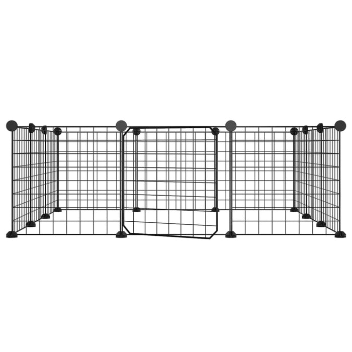 12-panel Pet Cage with Door Black 35x35 Cm Steel Oiolxt