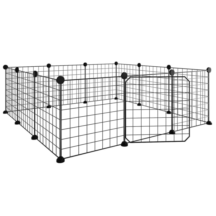 12-panel Pet Cage with Door Black 35x35 Cm Steel Oiolxt
