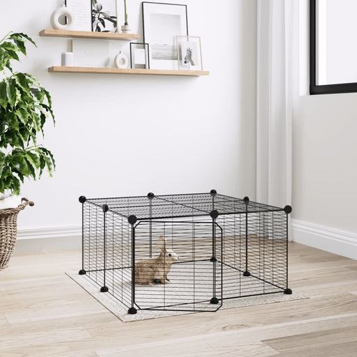 12-panel Pet Cage With Door Black 35x35 Cm Steel Tooabpa