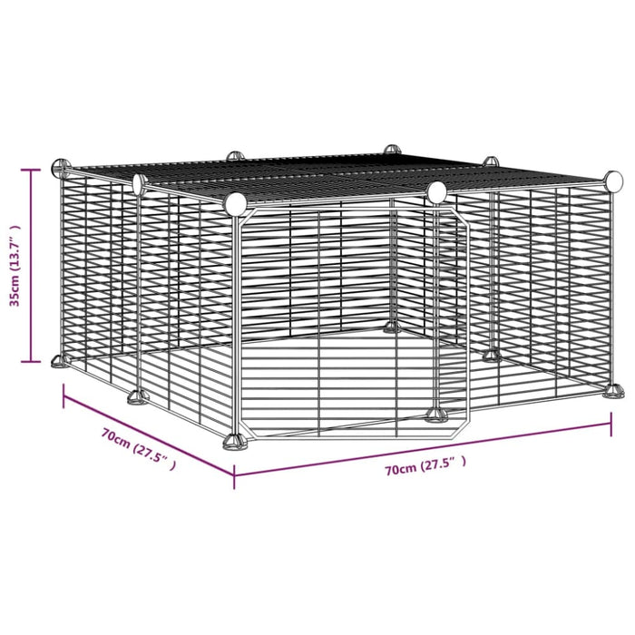 12-panel Pet Cage With Door Black 35x35 Cm Steel Tooabpa