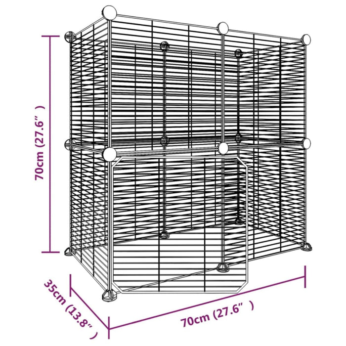 12-panel Pet Cage With Door Black 35x35 Cm Steel Tooabtl