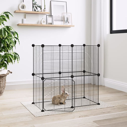 12-panel Pet Cage With Door Black 35x35 Cm Steel Tooabtl