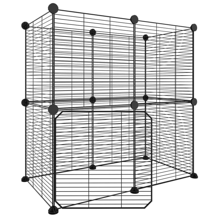 12-panel Pet Cage With Door Black 35x35 Cm Steel Tooabtl