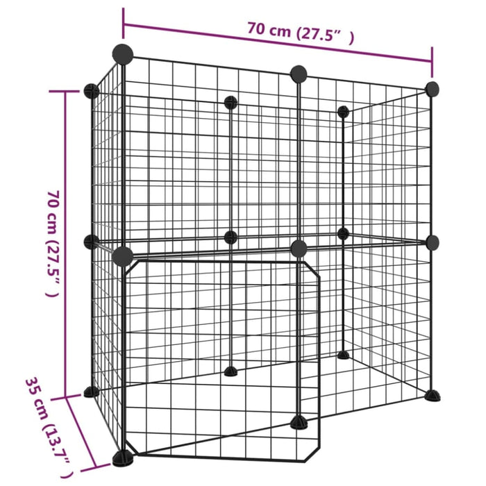 12-panel Pet Cage with Door Black 35x35 Cm Steel Tooabtt