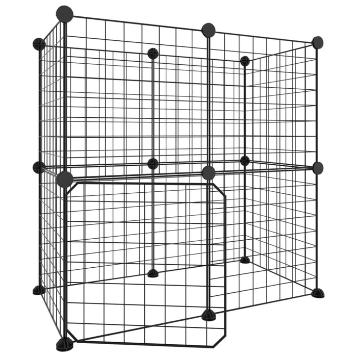 12-panel Pet Cage with Door Black 35x35 Cm Steel Tooabtt