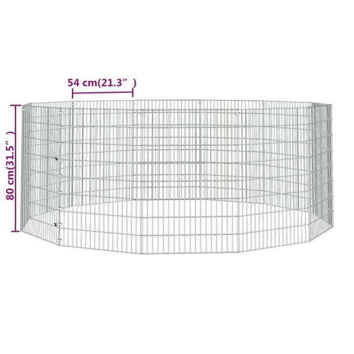 12 - panel Rabbit Cage 54x80 Cm Galvanised Iron Oiopnb