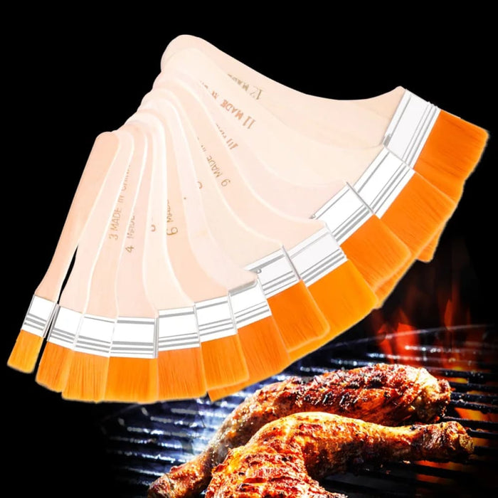 12 Piece Nylon Paint Brush Set For Acrylic Oil Watercolour