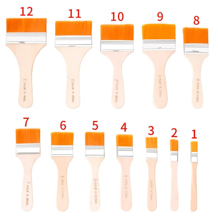 12 Piece Nylon Paint Brush Set For Acrylic Oil Watercolour