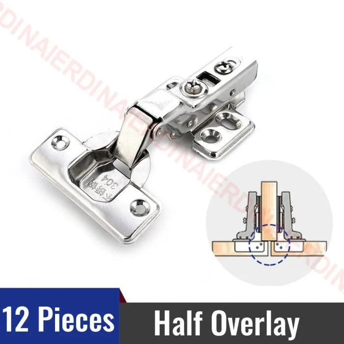 12 Piece Stainless Steel Soft Close Cabinet Hinges