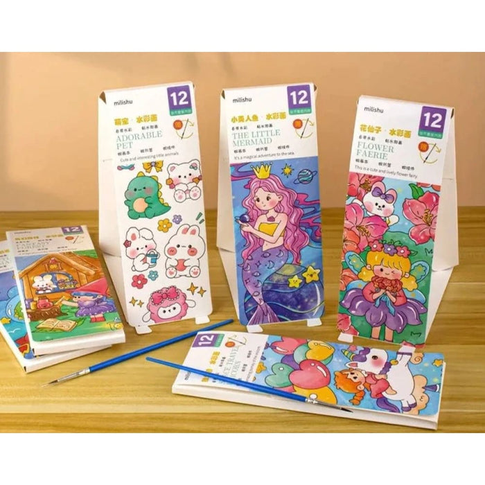 12 Sheets Watercolour Colouring Book