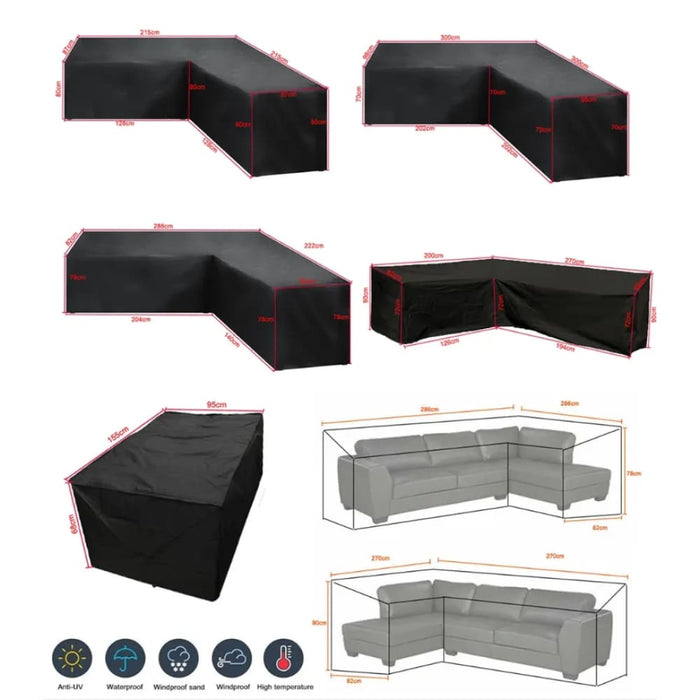 12 Size Waterproof l Shape Rattan Corner Furniture Cover