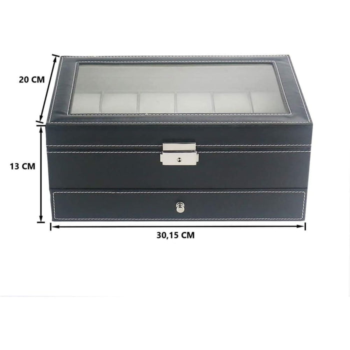 12 Slot Pu Leather Lockable Watch and Jewelry Storage Boxes