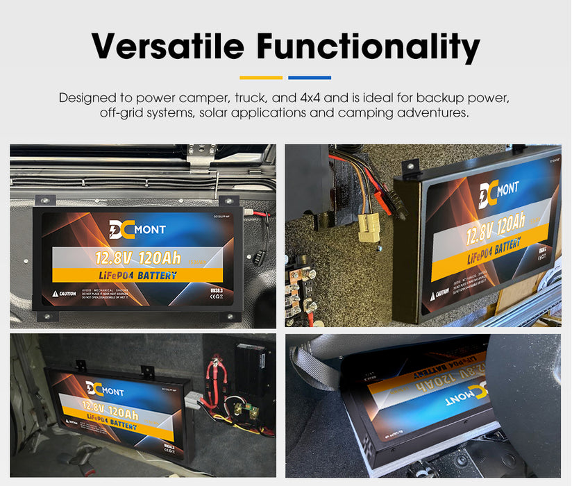 12V 120Ah Slimline Lithium Battery Lifepo4 Phosphate Deep Cycle Charger
