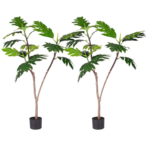 2x 120cm Artificial Natural Green Split-leaf Philodendron