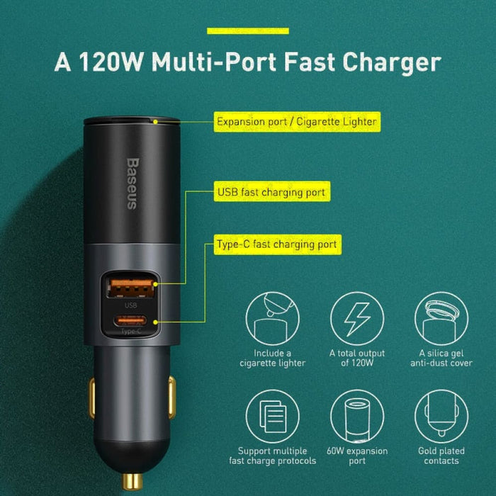 120w Usb Qc 3.0 Pd Car Charger For Iphone 14 13 12 11 Pro