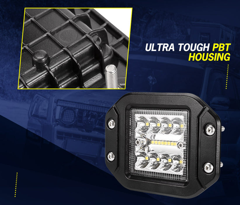 2X 5Inch Led Work Light Flush Mount Spot Flood Reverse Offroad 4X4