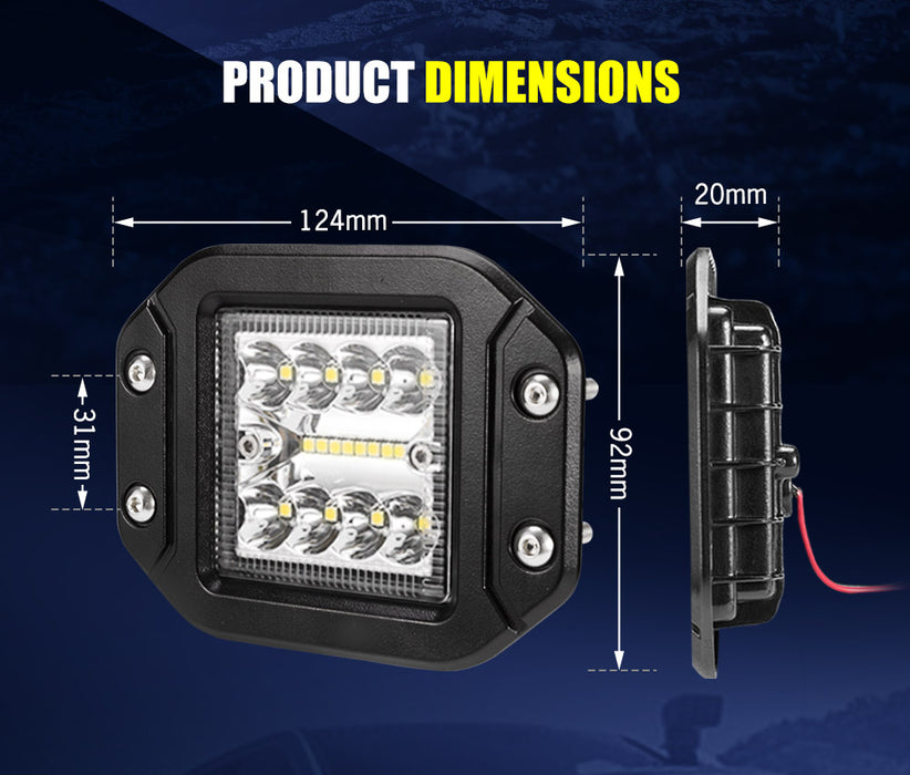 2X 5Inch Led Work Light Flush Mount Spot Flood Reverse Offroad 4X4
