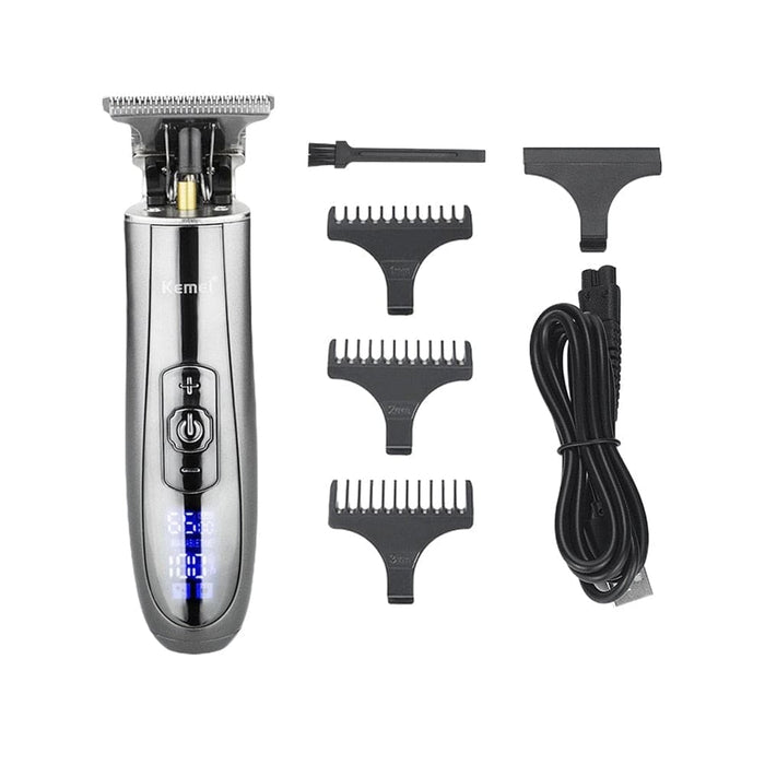 Km-129 Skeleton Cordless Hair Trimmer for Men Lcd Display