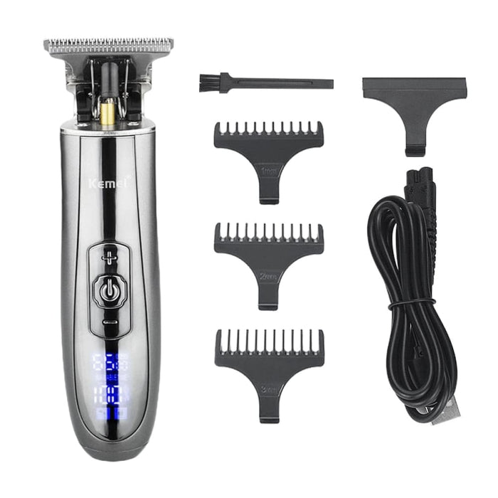Km-129 Skeleton Cordless Hair Trimmer for Men Lcd Display