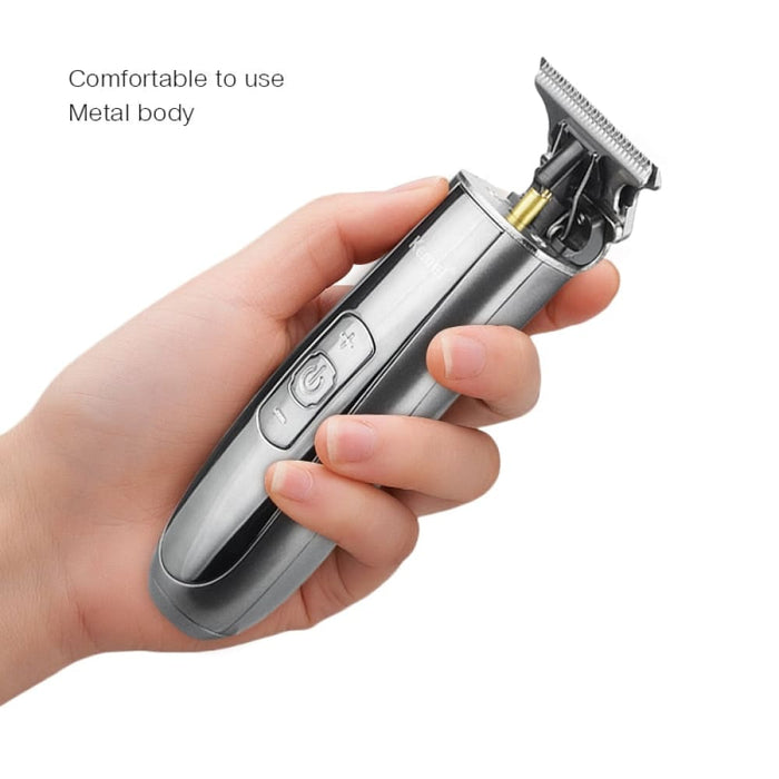 Km-129 Skeleton Cordless Hair Trimmer for Men Lcd Display
