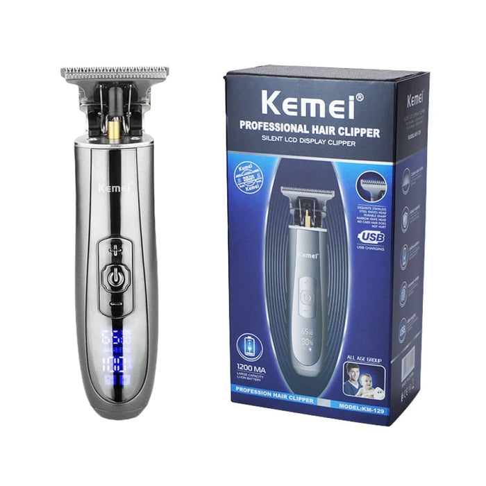 Km-129 Skeleton Cordless Hair Trimmer for Men Lcd Display